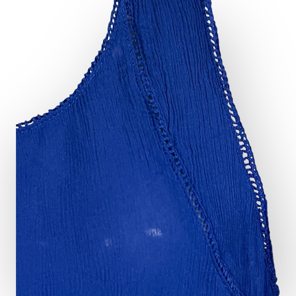 Pixley XL Tank Top Blue Scoop Neck Semi Sheer Sleeveless Blouse Bottom‎ Lace - Picture 6 of 14